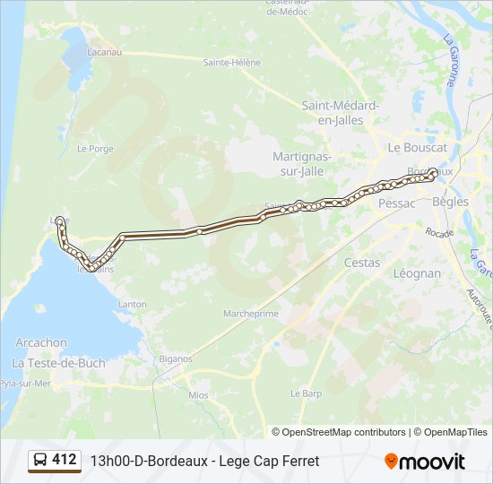 Plan de la ligne 412 de bus