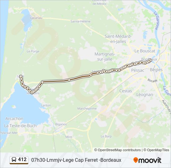 Plan de la ligne 412 de bus