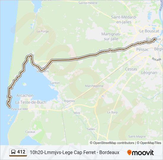 Plan de la ligne 412 de bus