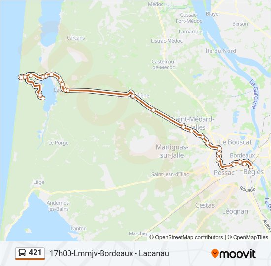 Plan de la ligne 421 de bus