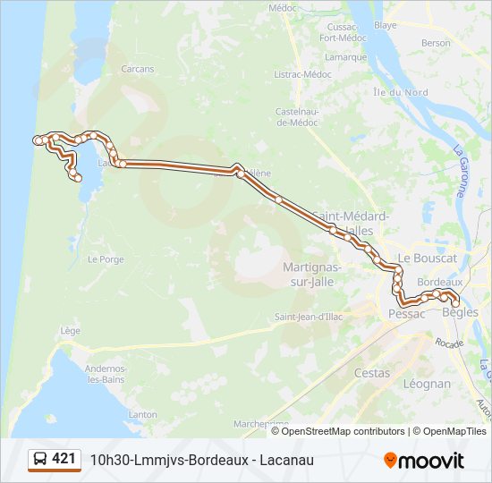 Plan de la ligne 421 de bus