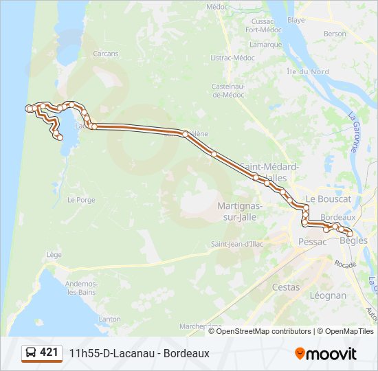 Plan de la ligne 421 de bus