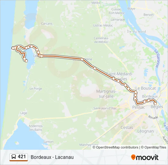421 Bus Line Map