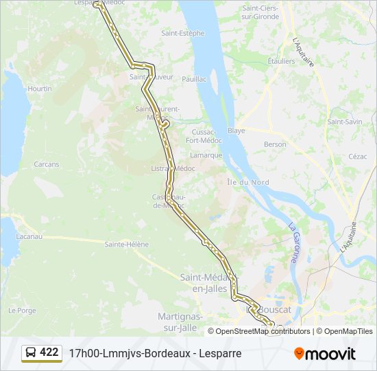 Plan de la ligne 422 de bus