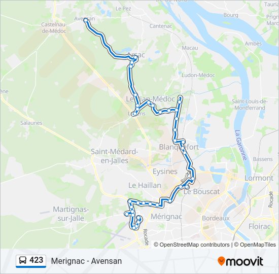 Plan de la ligne 423 de bus