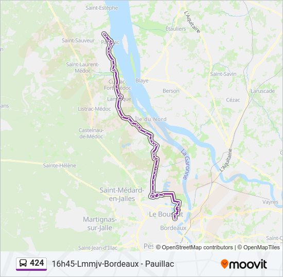 Plan de la ligne 424 de bus