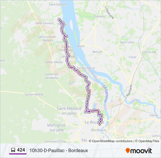 Plan de la ligne 424 de bus