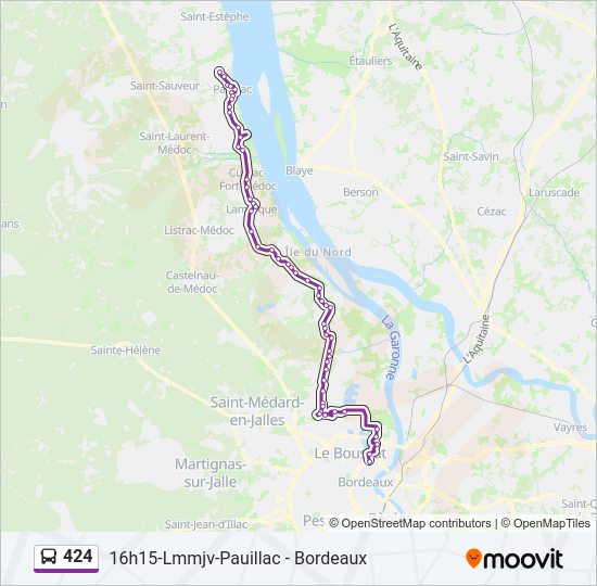 Plan de la ligne 424 de bus