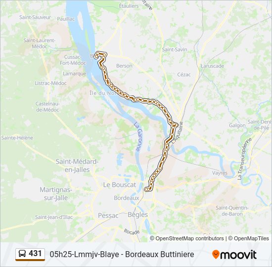 Mapa de 431 de autobús