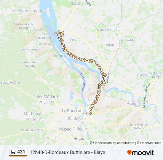 Plan de la ligne 431 de bus