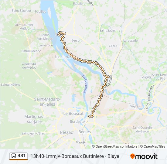 Plan de la ligne 431 de bus