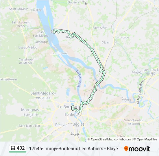 Mapa de 432 de autobús