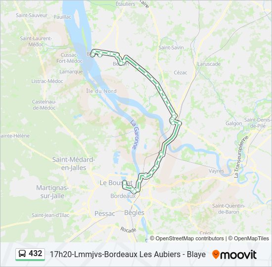 Plan de la ligne 432 de bus