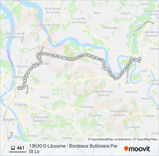 Plan de la ligne 461 de bus