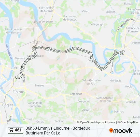 Plan de la ligne 461 de bus