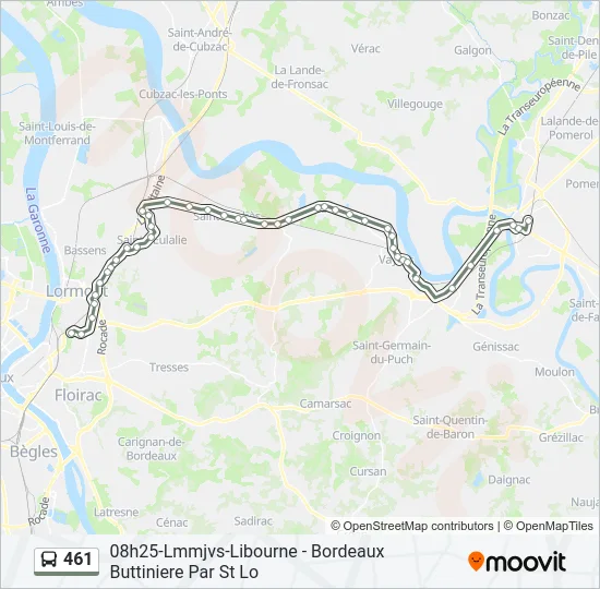Plan de la ligne 461 de bus