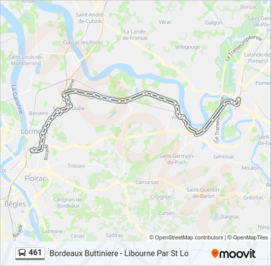 Plan de la ligne 461 de bus