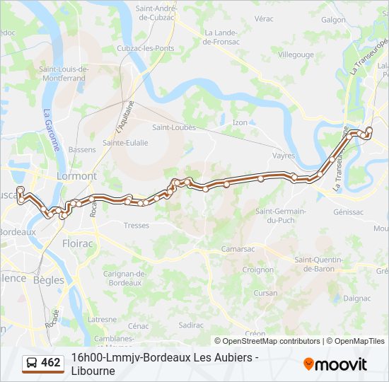 Plan de la ligne 462 de bus