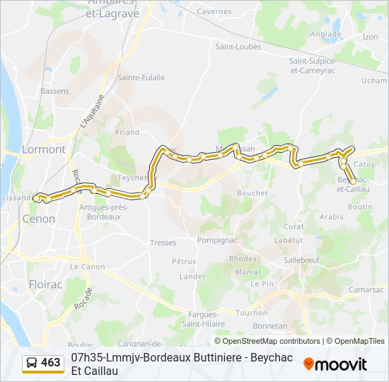 Plan de la ligne 463 de bus