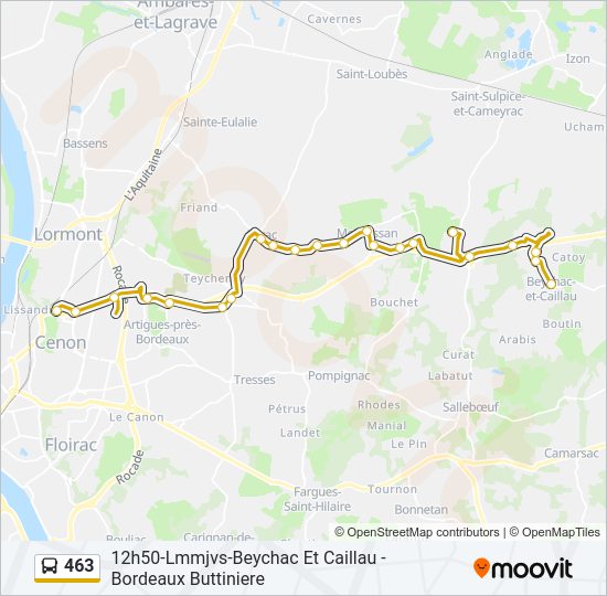 Plan de la ligne 463 de bus