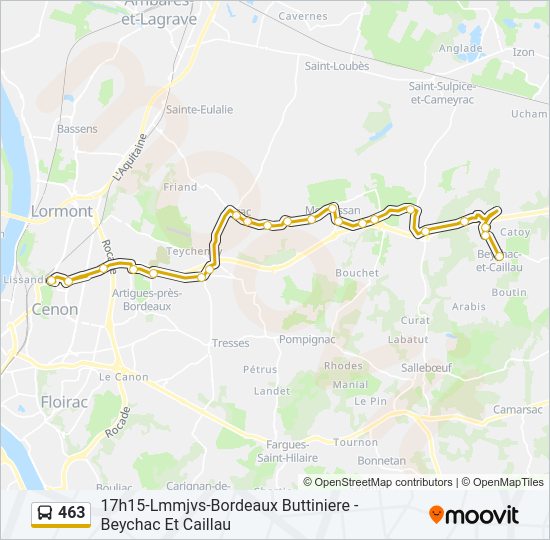 Plan de la ligne 463 de bus