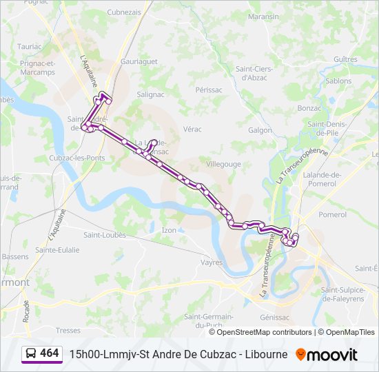 Plan de la ligne 464 de bus