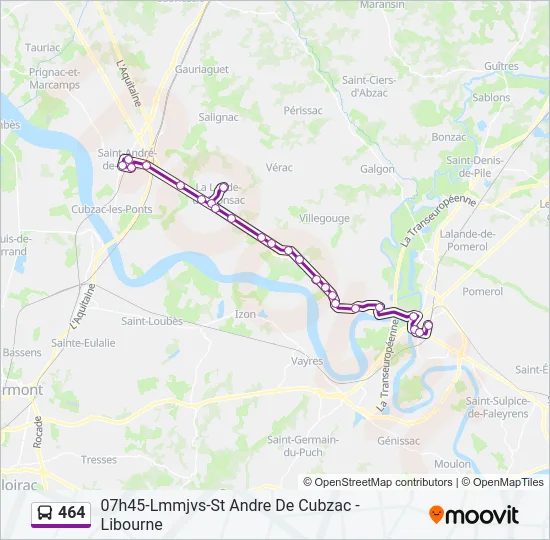 464 Bus Line Map