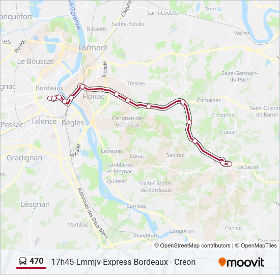 Plan de la ligne 470 de bus