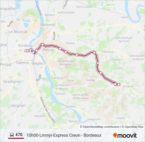 Plan de la ligne 470 de bus