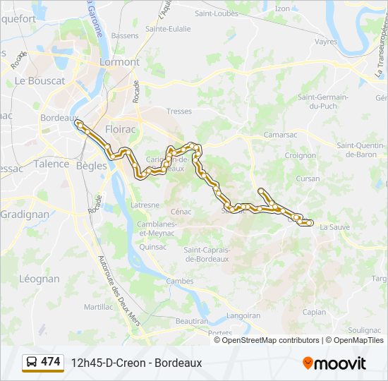 Plan de la ligne 474 de bus