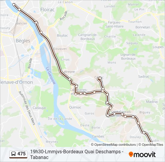 Plan de la ligne 475 de bus