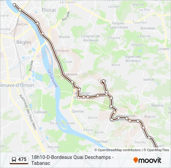 Plan de la ligne 475 de bus