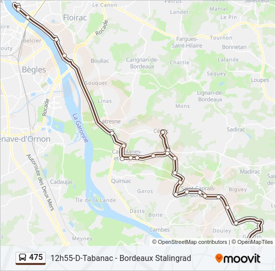 Plan de la ligne 475 de bus