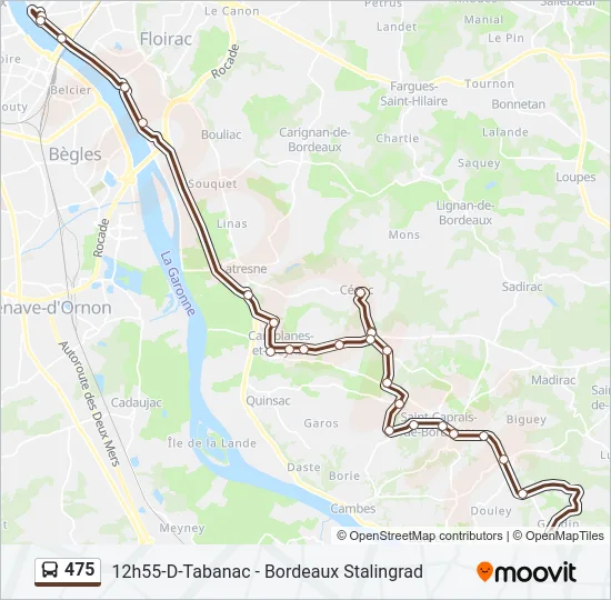 Plan de la ligne 475 de bus