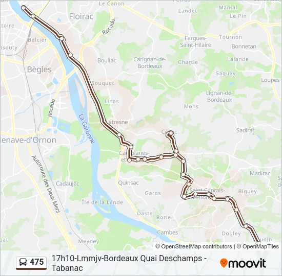 Plan de la ligne 475 de bus