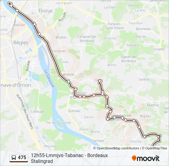 Plan de la ligne 475 de bus