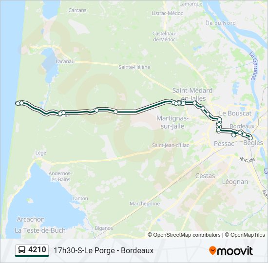 Plan de la ligne 4210 de bus