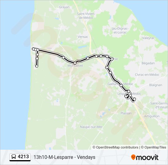 Plan de la ligne 4213 de bus