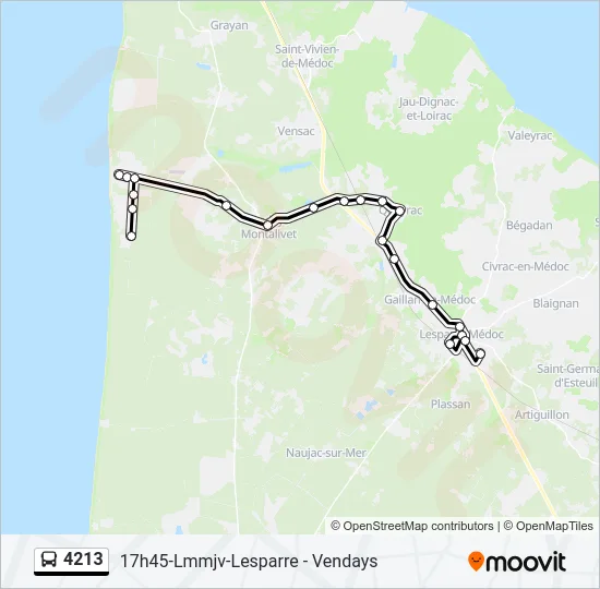 Plan de la ligne 4213 de bus