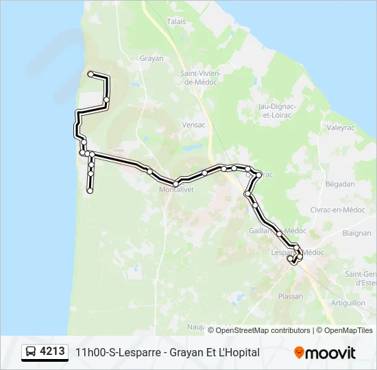 Plan de la ligne 4213 de bus