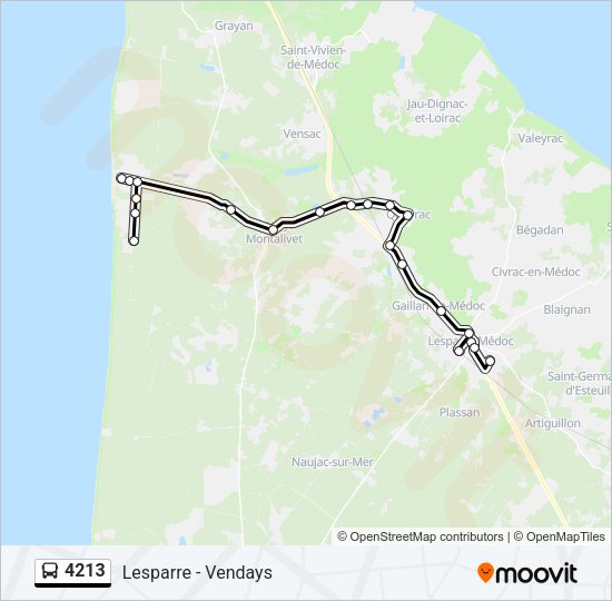 Plan de la ligne 4213 de bus