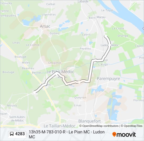 Plan de la ligne 4283 de bus