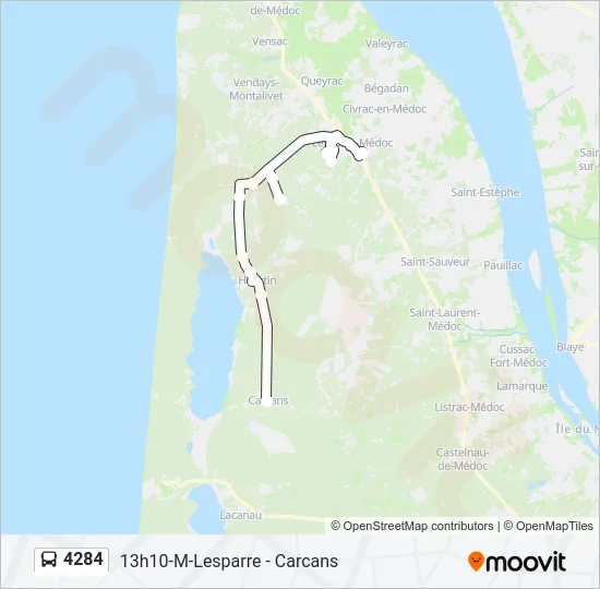 Plan de la ligne 4284 de bus