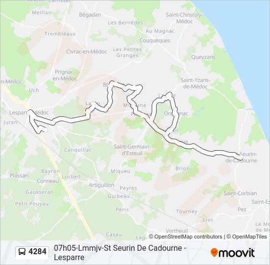 Plan de la ligne 4284 de bus