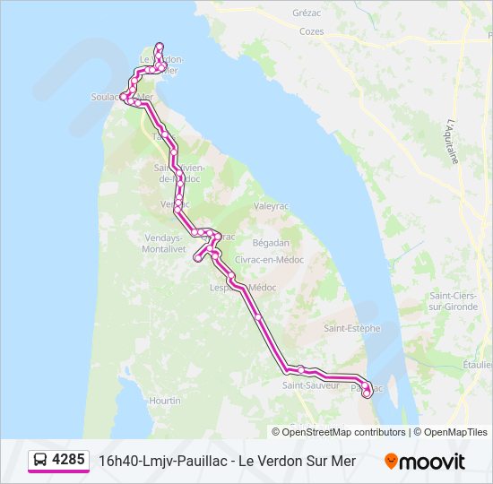 Plan de la ligne 4285 de bus