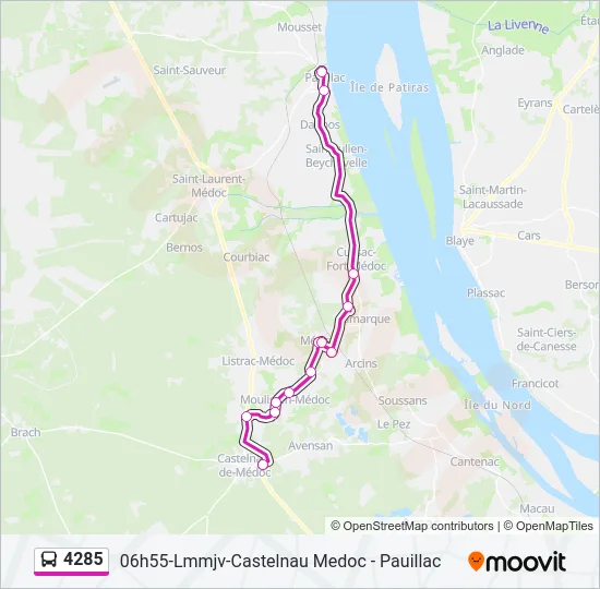 Plan de la ligne 4285 de bus
