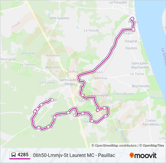 Plan de la ligne 4285 de bus