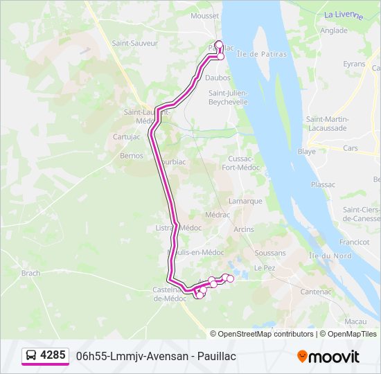 Plan de la ligne 4285 de bus