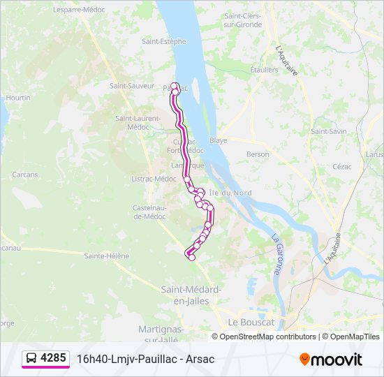 Plan de la ligne 4285 de bus