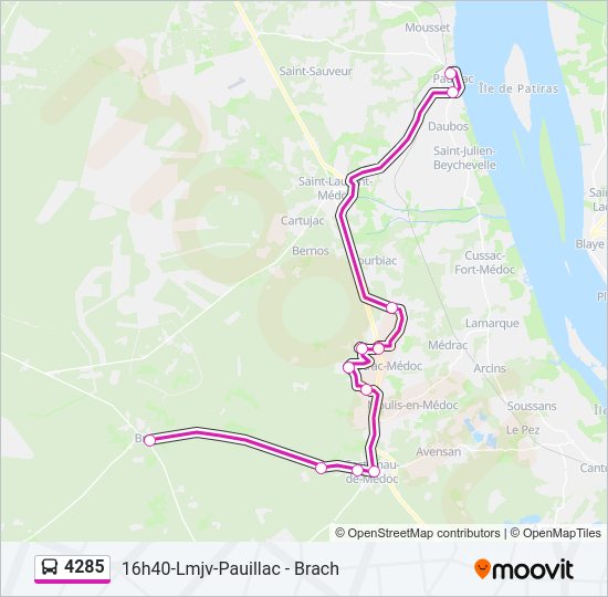 Plan de la ligne 4285 de bus